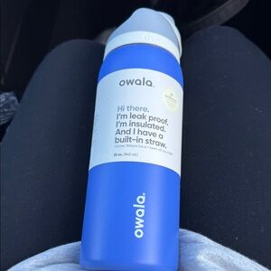 Blue Insulated Water Bottle with Straw